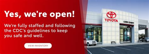 Cobb county toyota - Toyota Service Care is a prepaid maintenance plan with Roadside Assistance that helps provide the peace of mind you deserve. Contact our service department to see what plans are available for you. Contact Cobb County Toyota at 770-203-0105. Peace of mind. Longer protection.